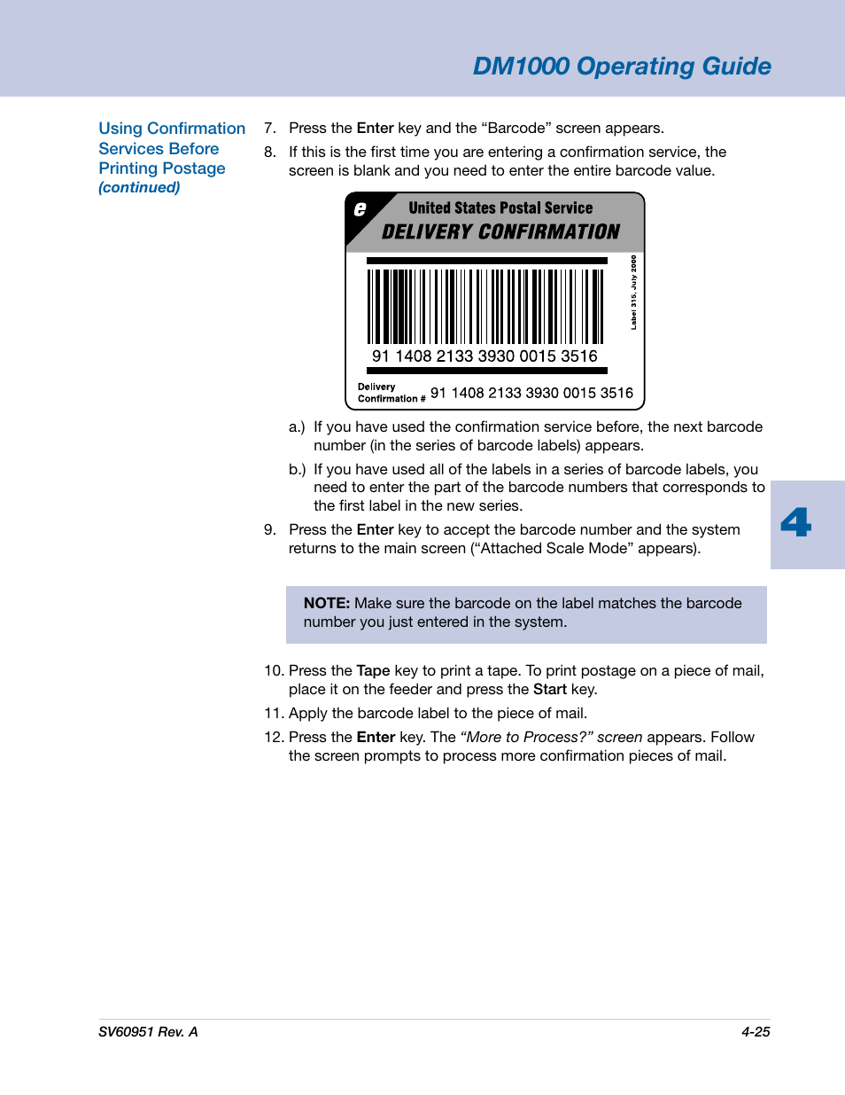 Dm1000 operating guide | Pitney Bowes DM1000 User Manual | Page 58 / 177