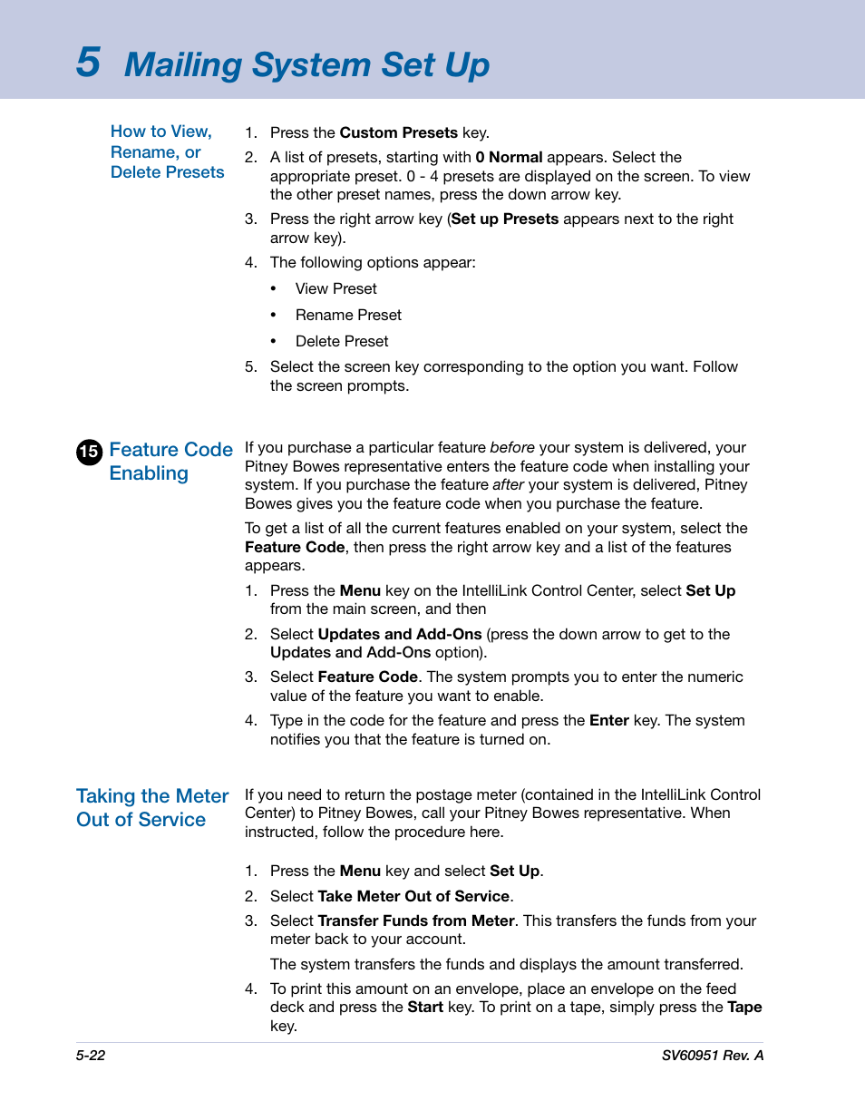 Mailing system set up | Pitney Bowes DM1000 User Manual | Page 85 / 177