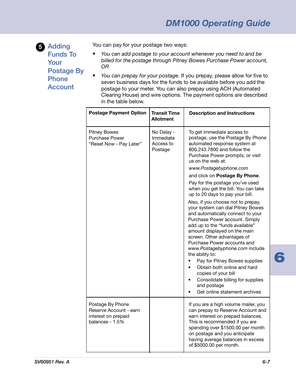 Dm1000 operating guide, Adding funds to your postage by phone account | Pitney Bowes DM1000 User Manual | Page 92 / 177