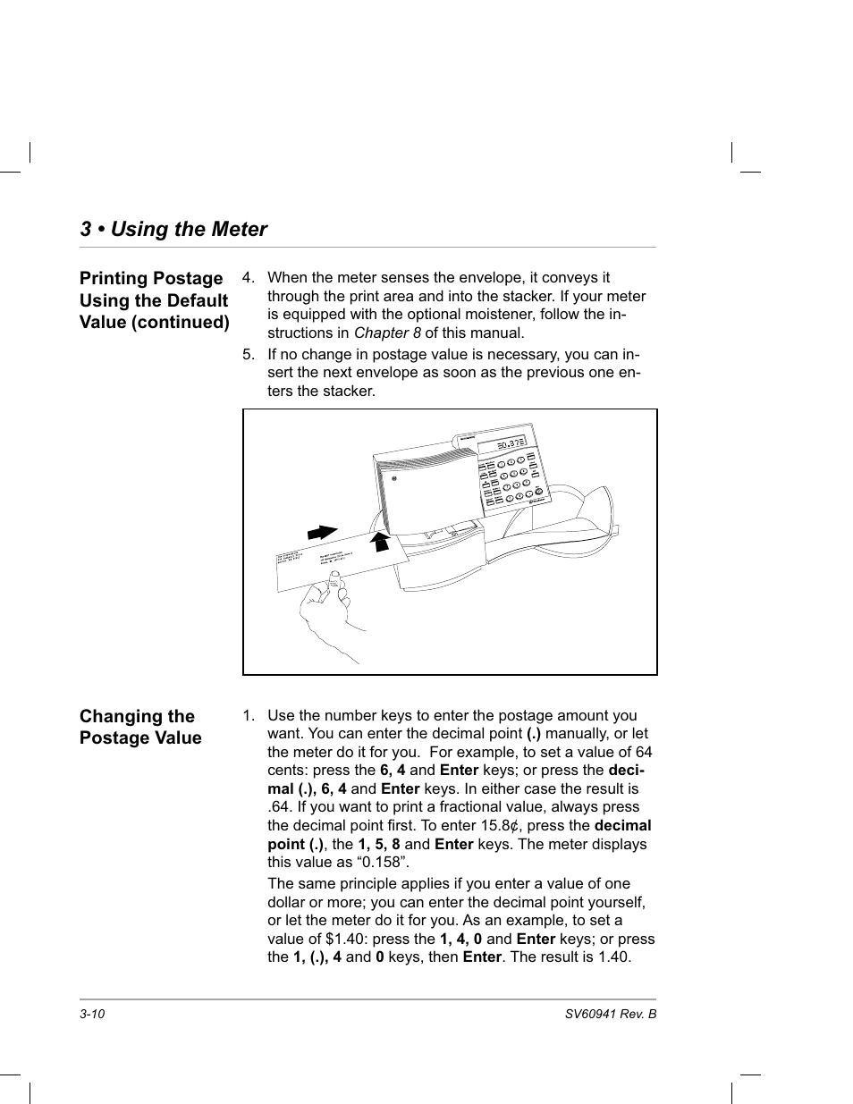 Changing the postage value, 3 • using the meter | Pitney Bowes PostPerfect B700 User Manual | Page 33 / 96