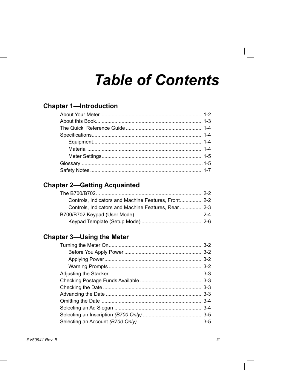 Pitney Bowes PostPerfect B700 User Manual | Page 4 / 96