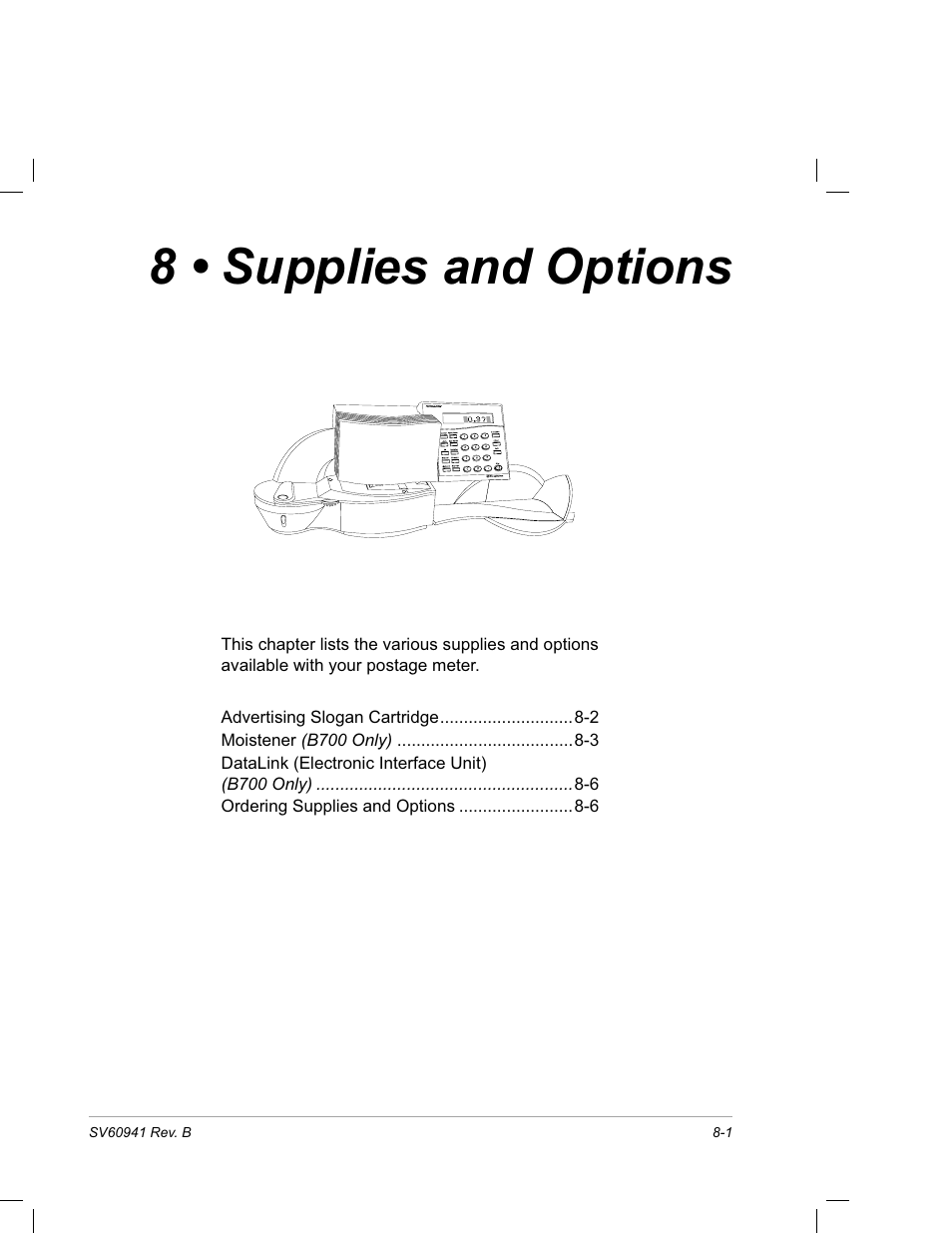 Chapter 8 • supplies and options, 8 • supplies and options | Pitney Bowes PostPerfect B700 User Manual | Page 86 / 96