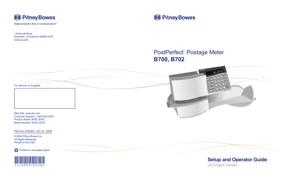 Back cover, Postperfect, Setup and operator guide | Pitney Bowes PostPerfect B700 User Manual | Page 96 / 96