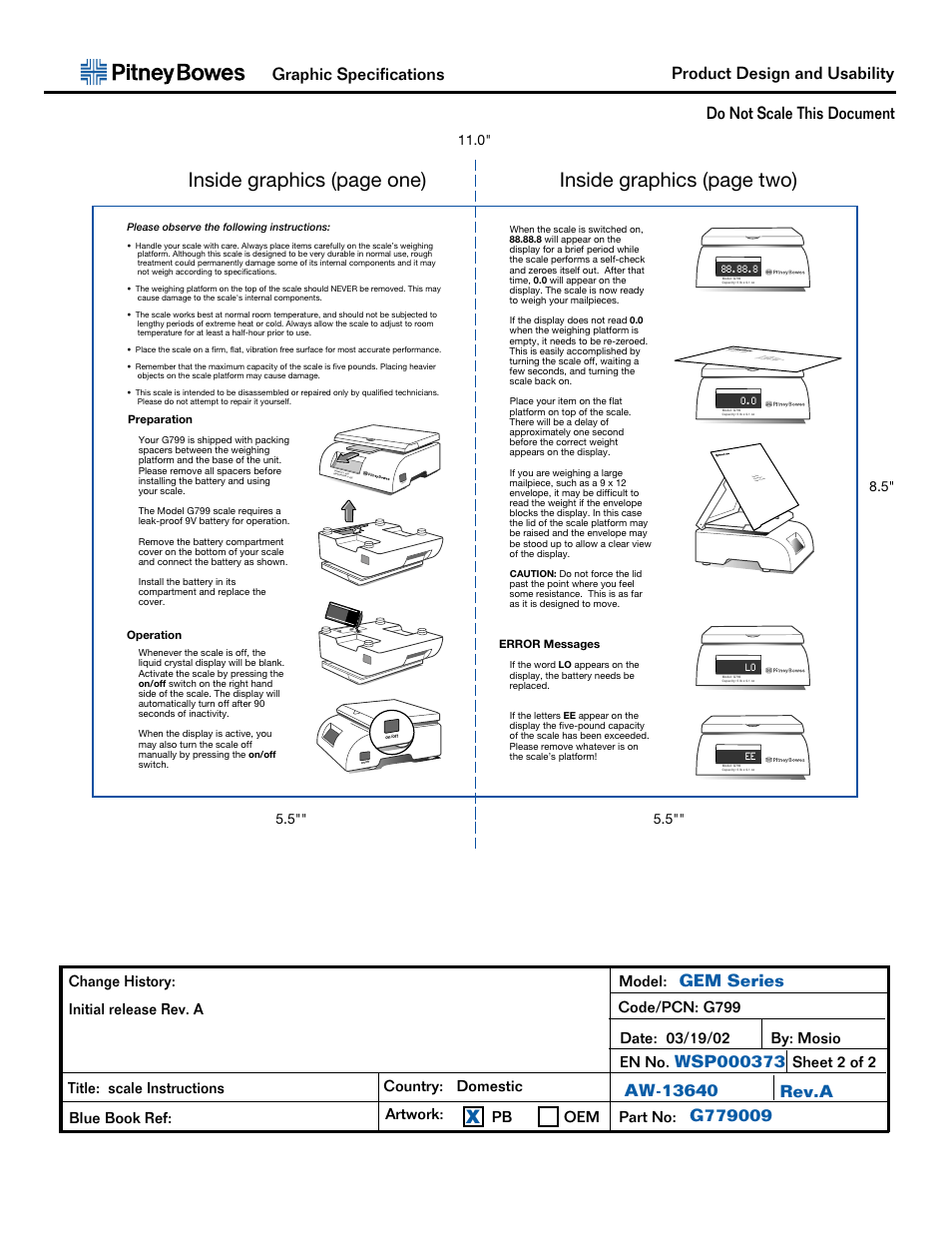 On/o ff | Pitney Bowes G799 User Manual | Page 2 / 2