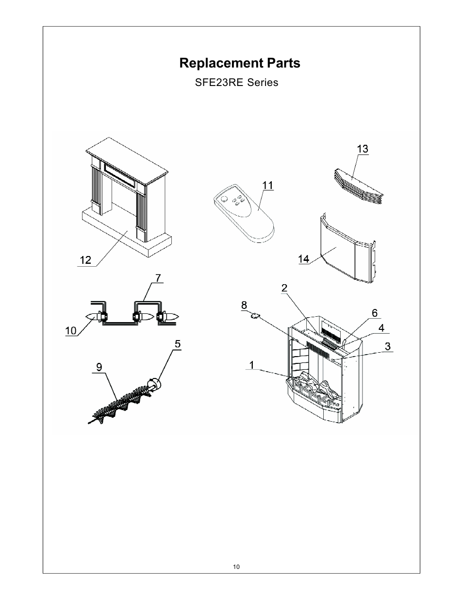 Replacement parts | Procom SFE33RE User Manual | Page 11 / 13