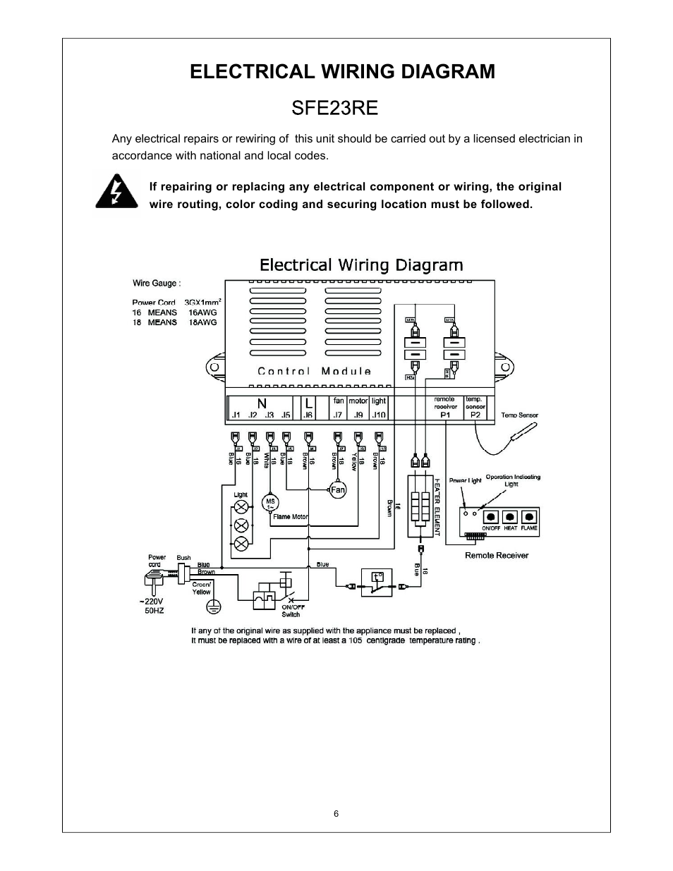 Electrical wiring diagram | Procom SFE33RE User Manual | Page 7 / 13