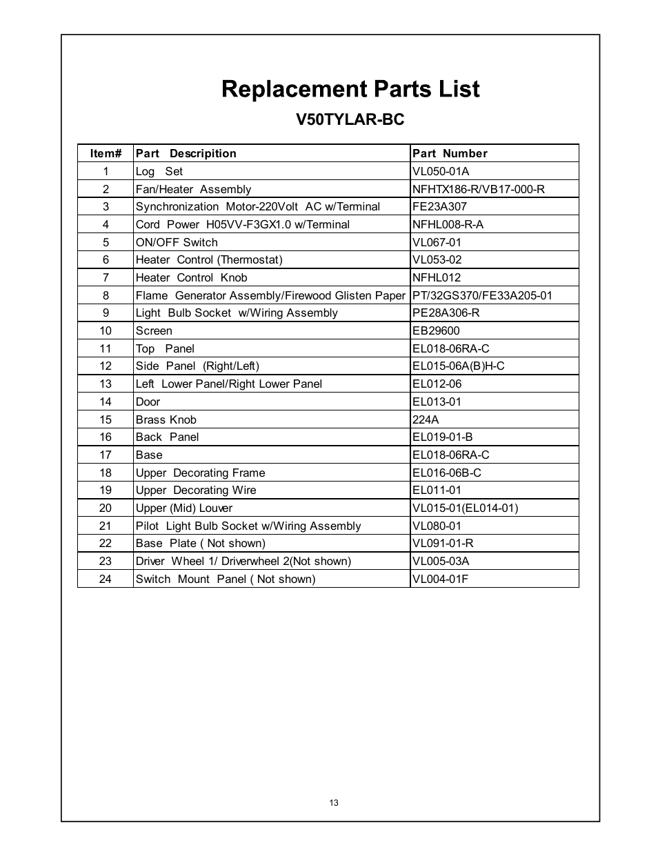 V50tylar-bc | Procom V50TYLA-BC User Manual | Page 13 / 13