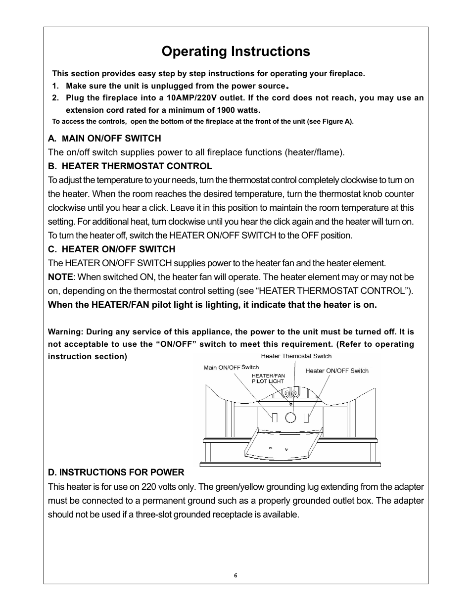 Operating instructions | Procom V50TYLA-BC User Manual | Page 6 / 13