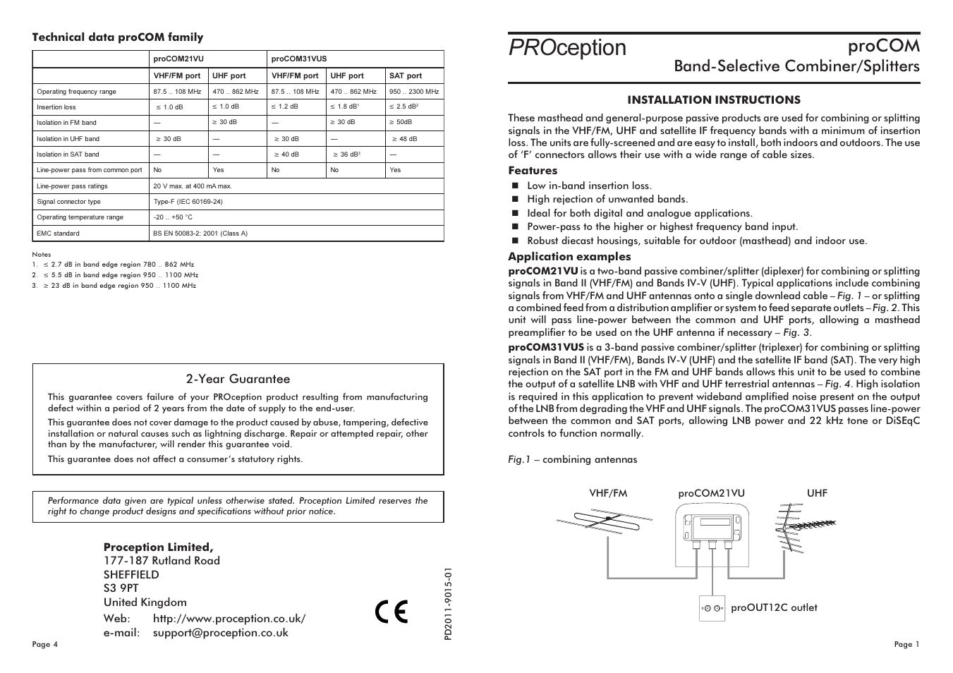 Procom 21VU User Manual | 2 pages