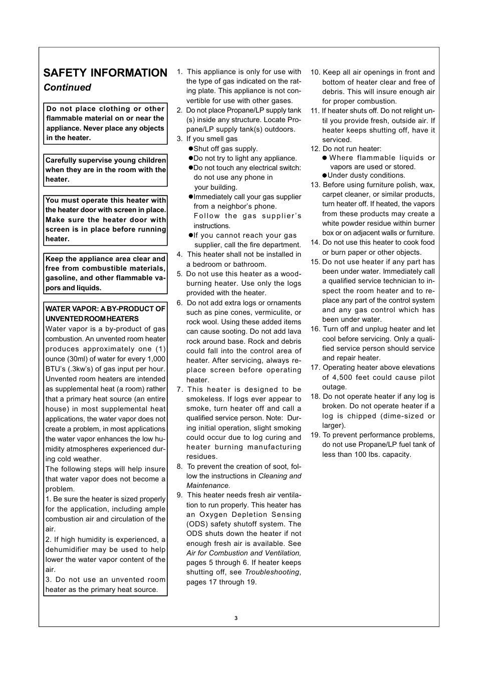 Safety information, Continued | Procom SSU320RHL-B User Manual | Page 3 / 22