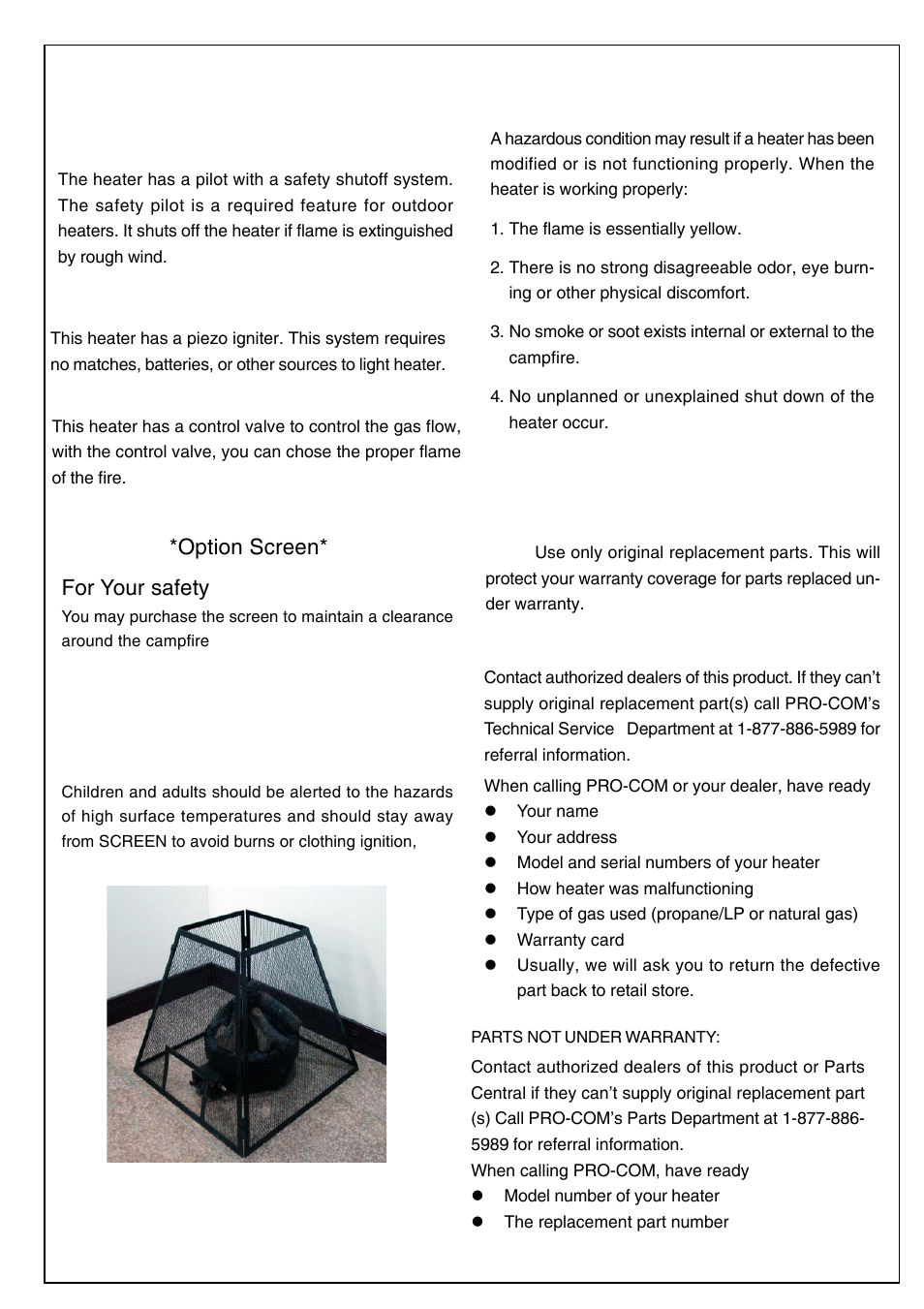 Product features, Option screen* for your safety | Procom PN750HYLA User Manual | Page 9 / 13