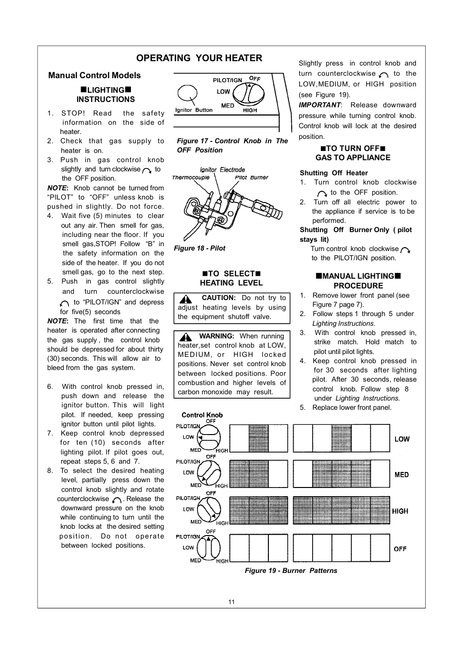 Operating your heater | Procom ML150TPA User Manual | Page 11 / 25