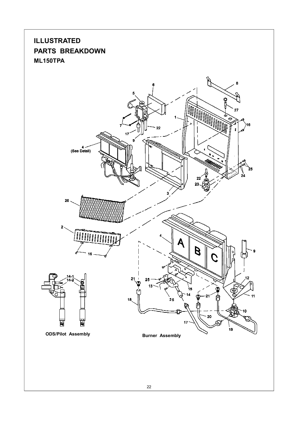 Illustrated parts breakdown | Procom ML150TPA User Manual | Page 22 / 25