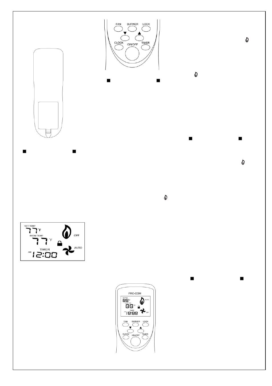 Continued, B.manual select of main burner, C.shut off the main burner | Operations of timing, Operations of turn-off, Operations of burner, A.auto select of main burner, Operating heater, Operations of remote transmitter | Procom EN250RYLB-O User Manual | Page 11 / 21