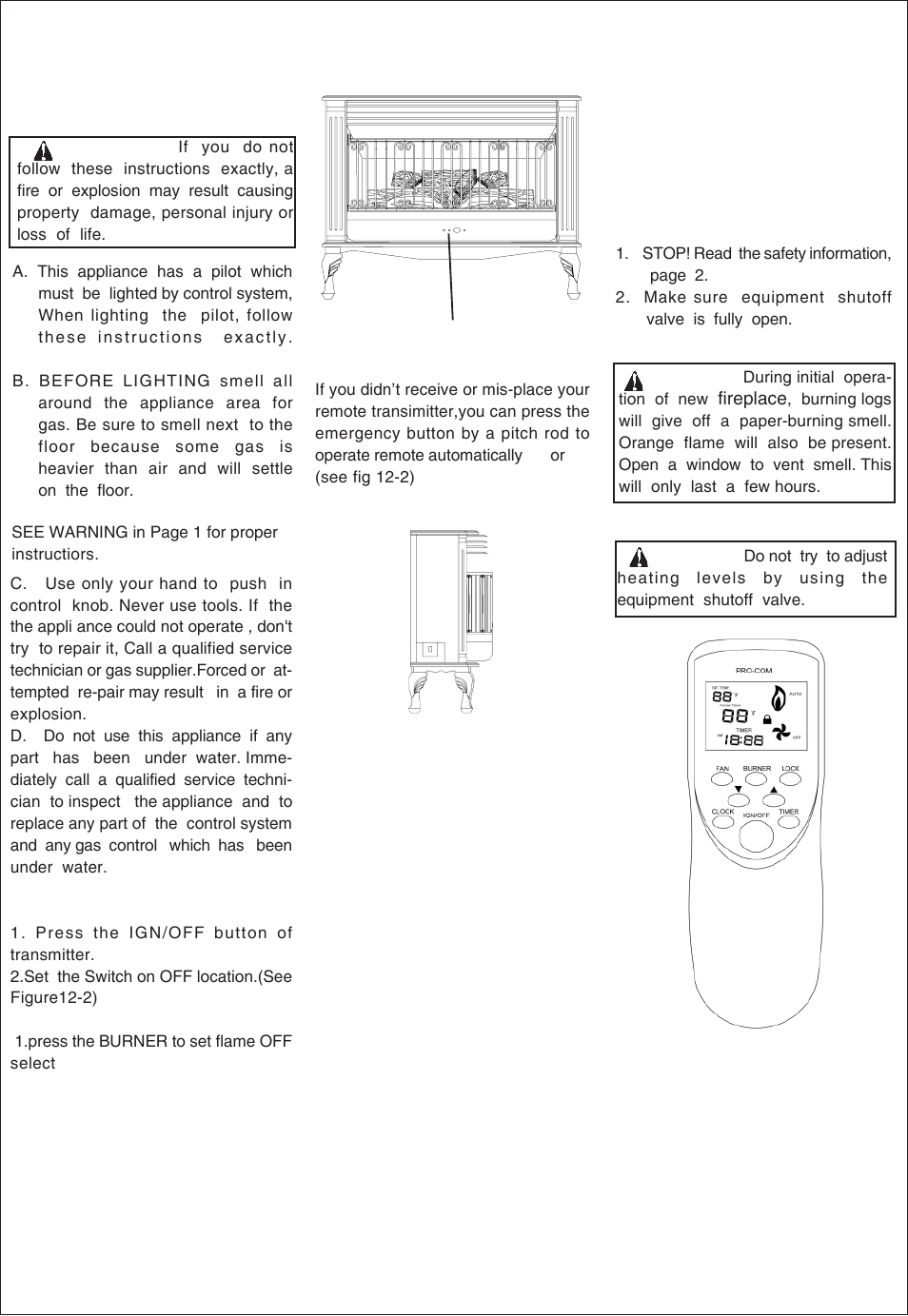 Operating heater | Procom QL300RYLA User Manual | Page 11 / 25
