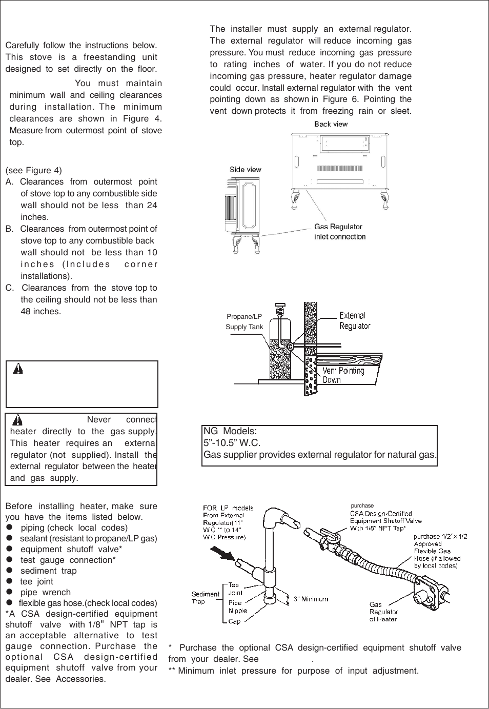 Connecting to gas supply, Warning | Procom QL300RYLA User Manual | Page 8 / 25