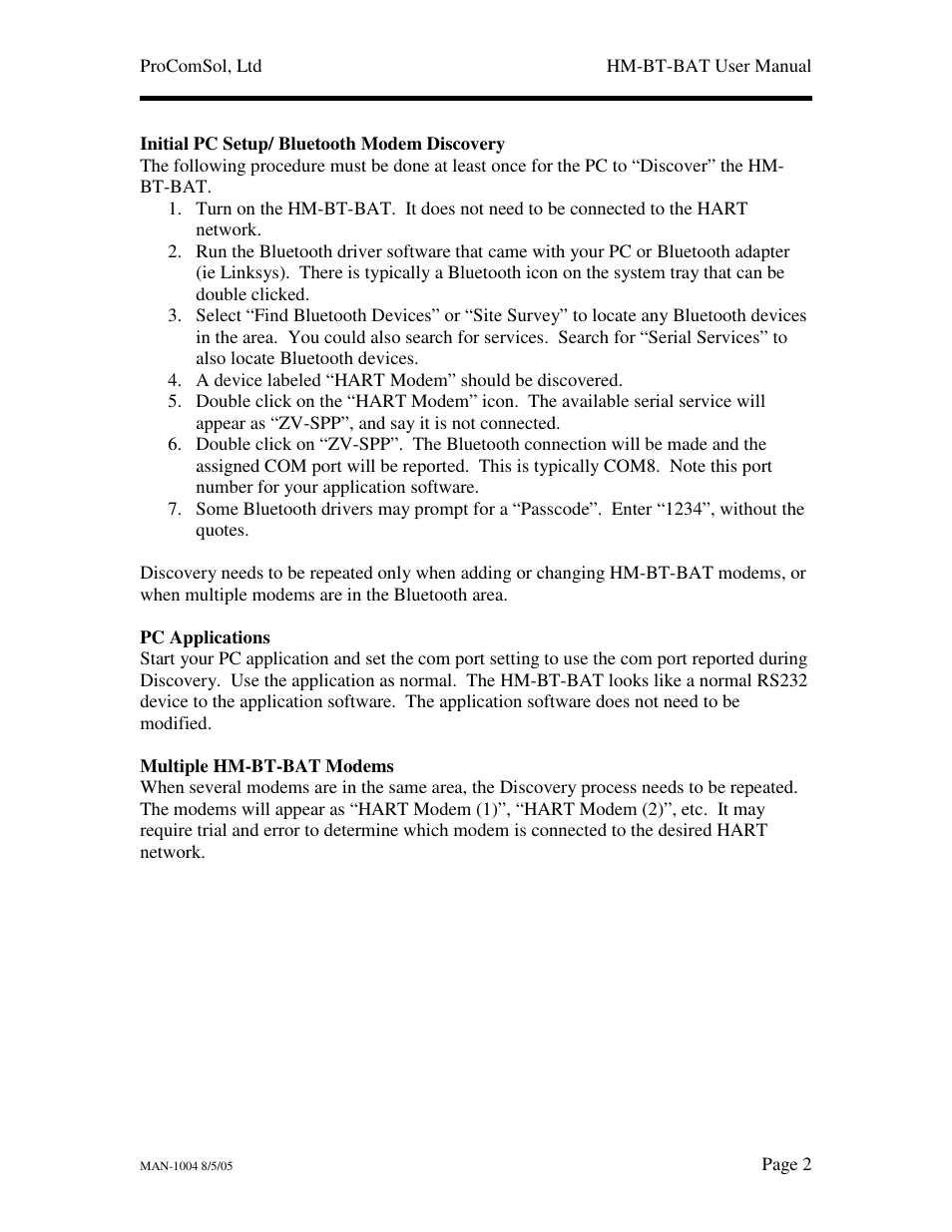 Procom HART HM-BT-BAT User Manual | Page 2 / 6