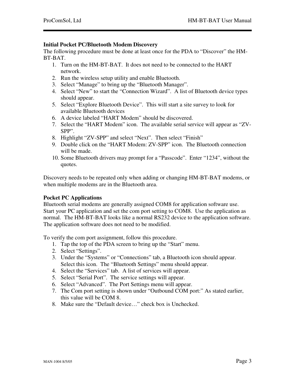 Procom HART HM-BT-BAT User Manual | Page 3 / 6