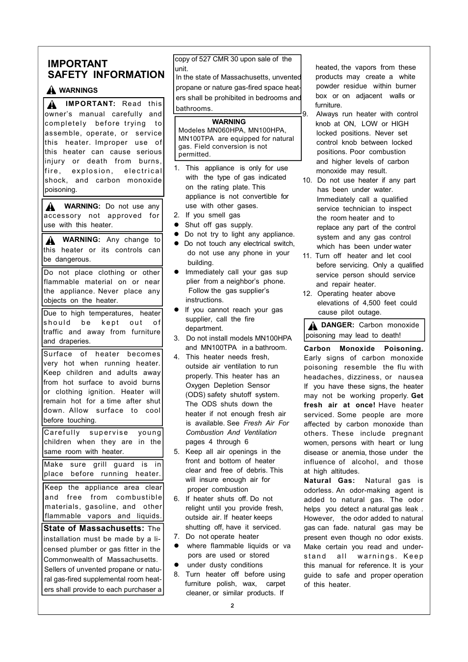 Important safety information | Procom MN060HPA User Manual | Page 2 / 23