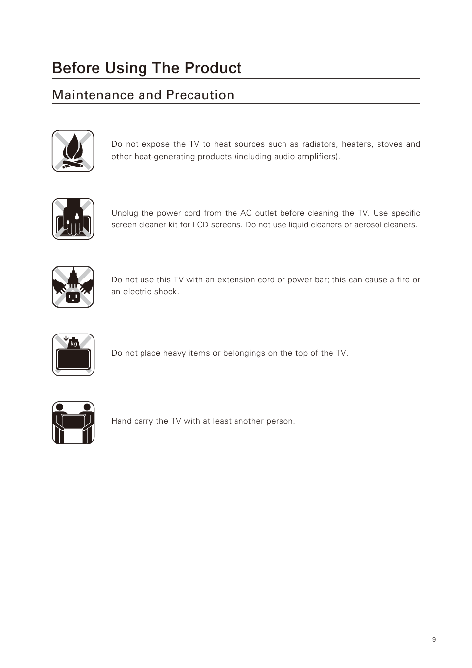 Before using the product, Maintenance and precaution | Proton CS-32 User Manual | Page 10 / 63