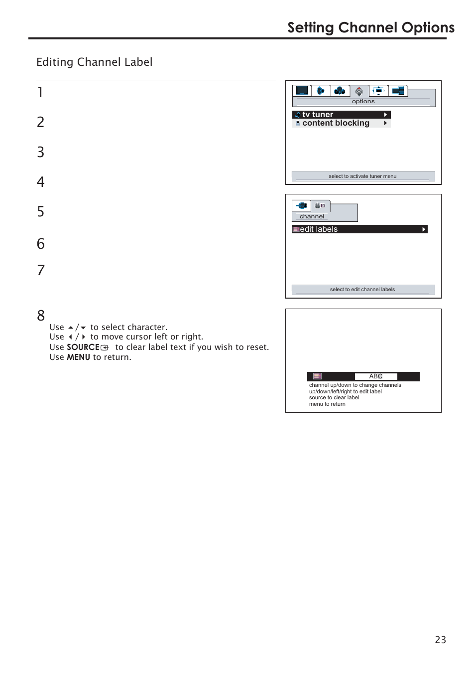 Setting channel options | Primate Systems PDP TV User Manual | Page 26 / 47