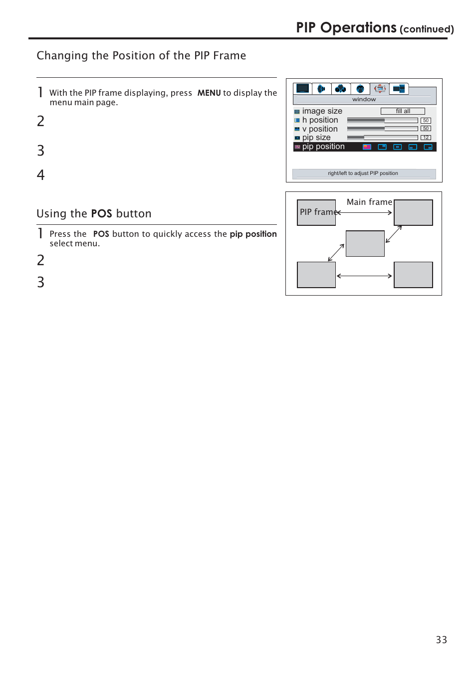 Pip operations | Primate Systems PDP TV User Manual | Page 36 / 47