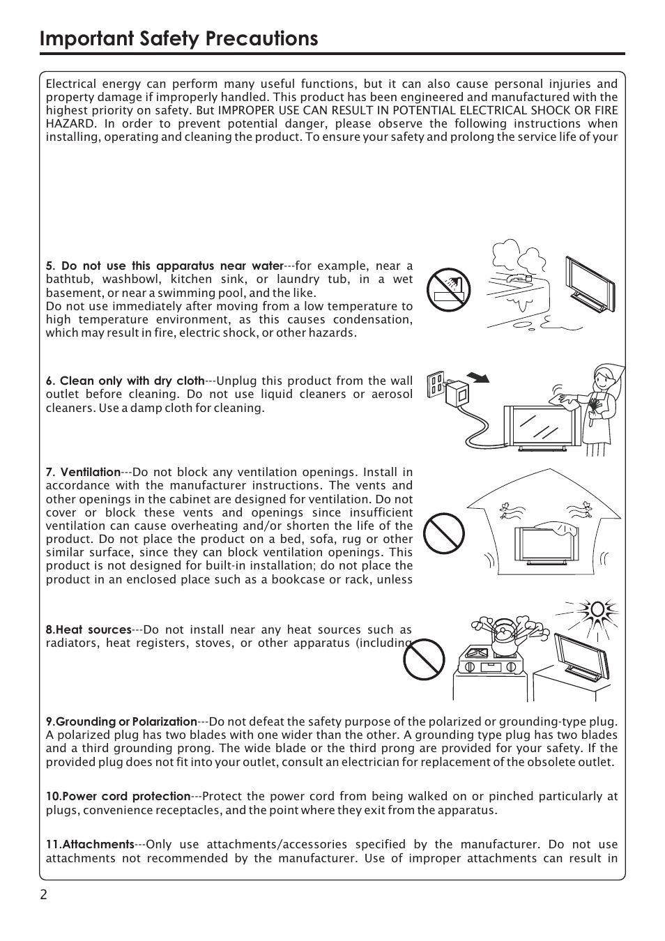 Important safety precautions | Primate Systems PDP TV User Manual | Page 5 / 47