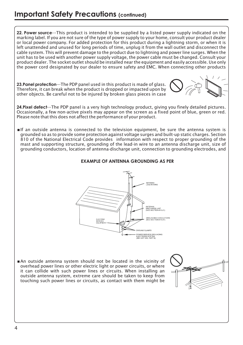 Important safety precautions | Primate Systems PDP TV User Manual | Page 7 / 47