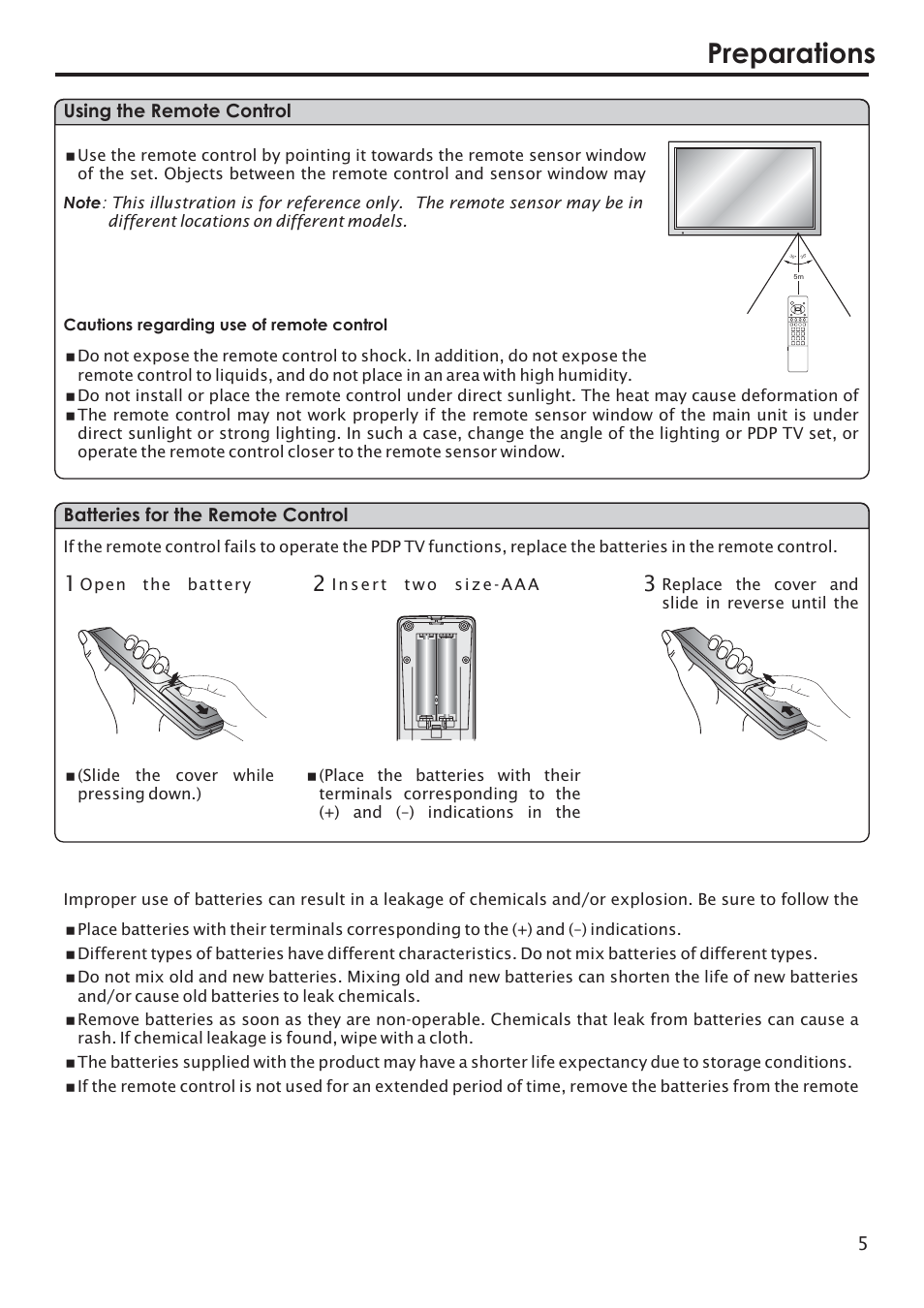 Preparations | Primate Systems PDP TV User Manual | Page 8 / 47