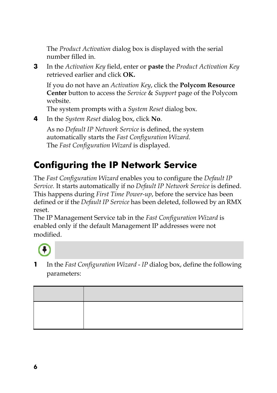 Configuring the ip network service | Polycom DOC2564A User Manual | Page 6 / 20