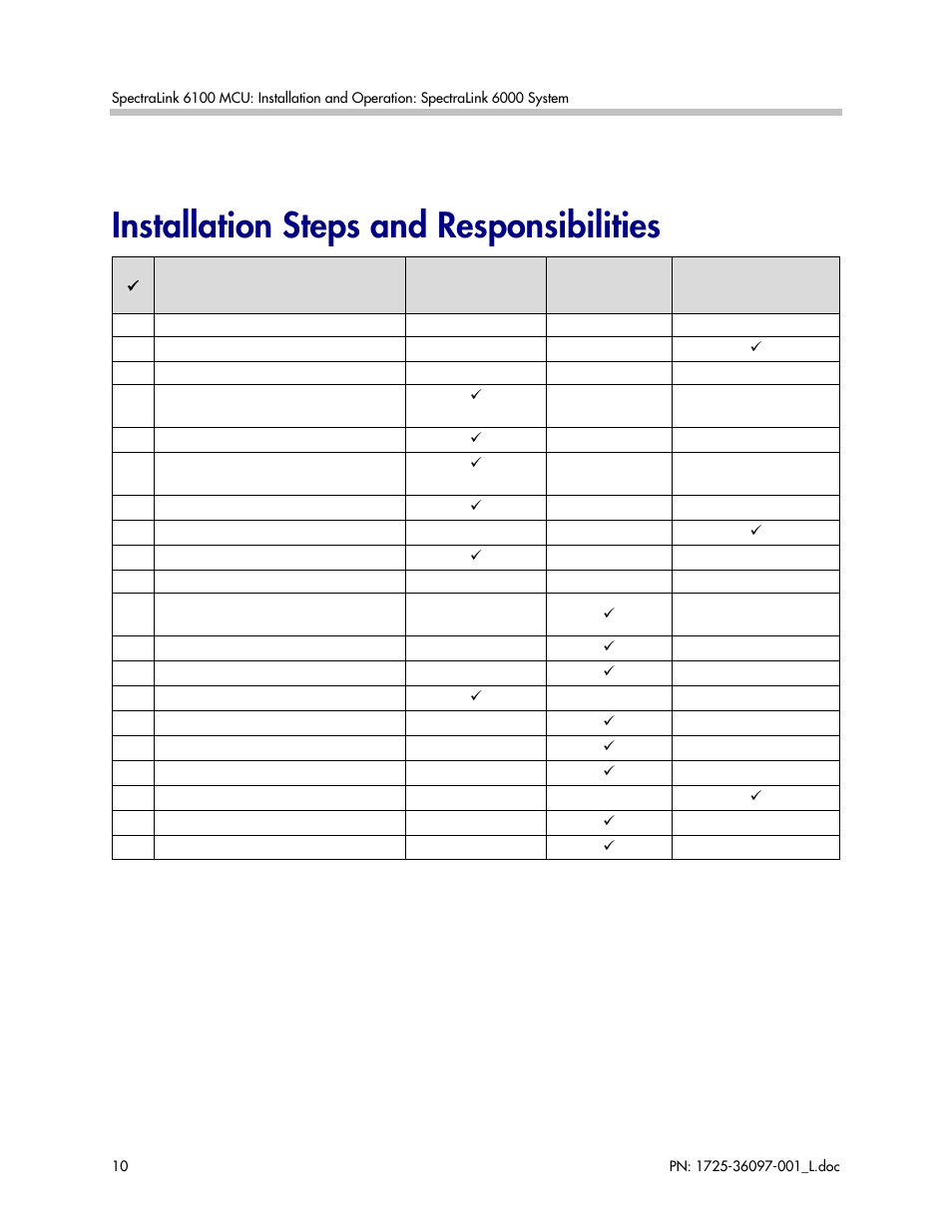 Installation steps and responsibilities | Polycom SpectraLink SCM408 User Manual | Page 10 / 64