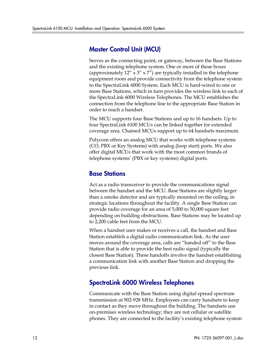 Master control unit (mcu), Base stations, Spectralink 6000 wireless telephones | Polycom SpectraLink SCM408 User Manual | Page 12 / 64