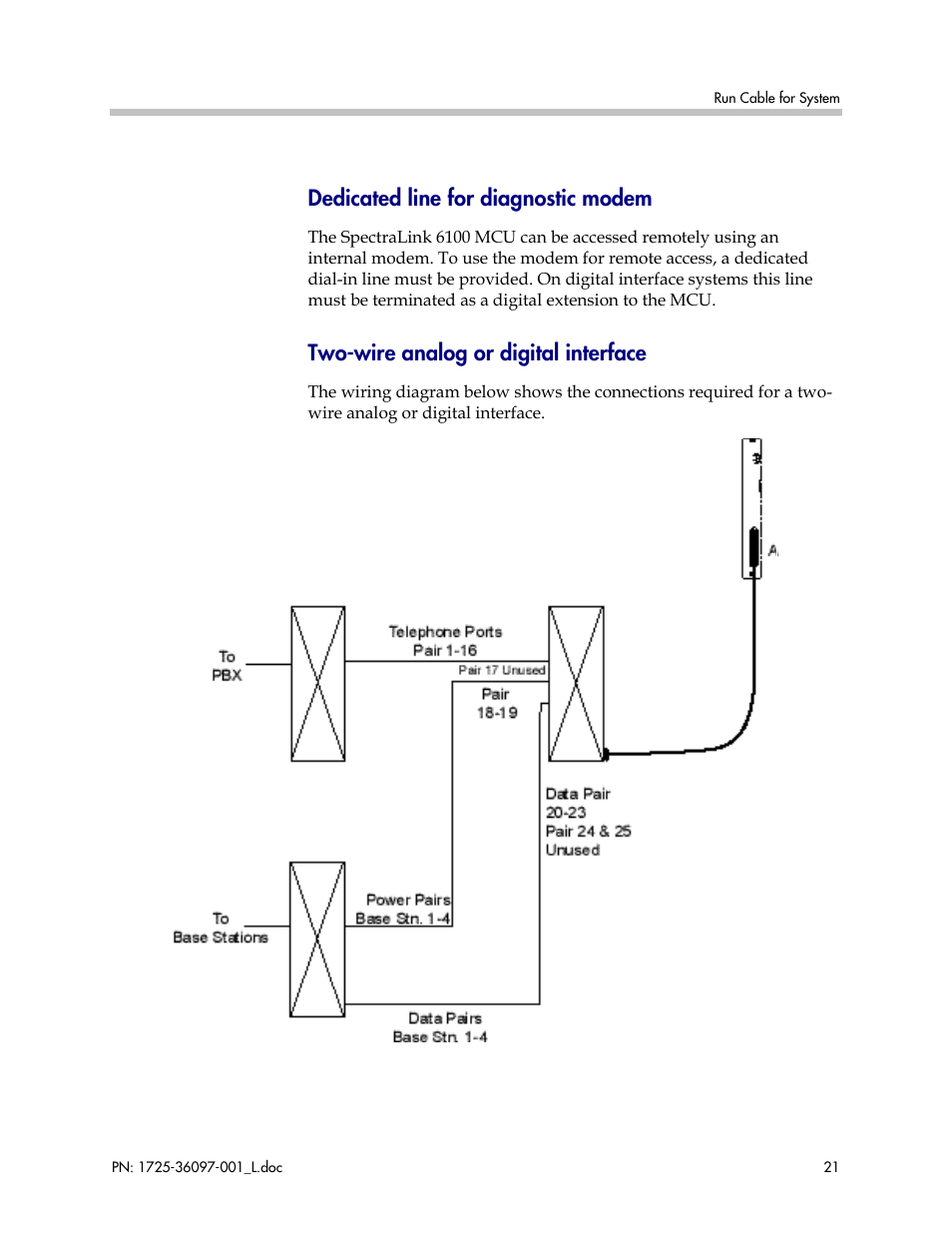 Dedicated line for diagnostic modem, Two-wire analog or digital interface | Polycom SpectraLink SCM408 User Manual | Page 21 / 64