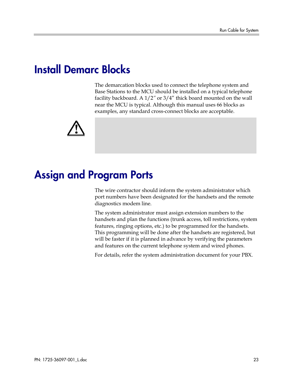 Install demarc blocks, Assign and program ports, Install demarc blocks assign and program ports | Polycom SpectraLink SCM408 User Manual | Page 23 / 64