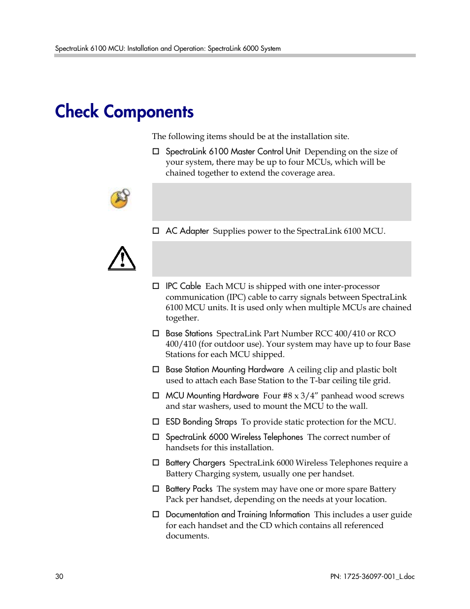 Check components | Polycom SpectraLink SCM408 User Manual | Page 30 / 64