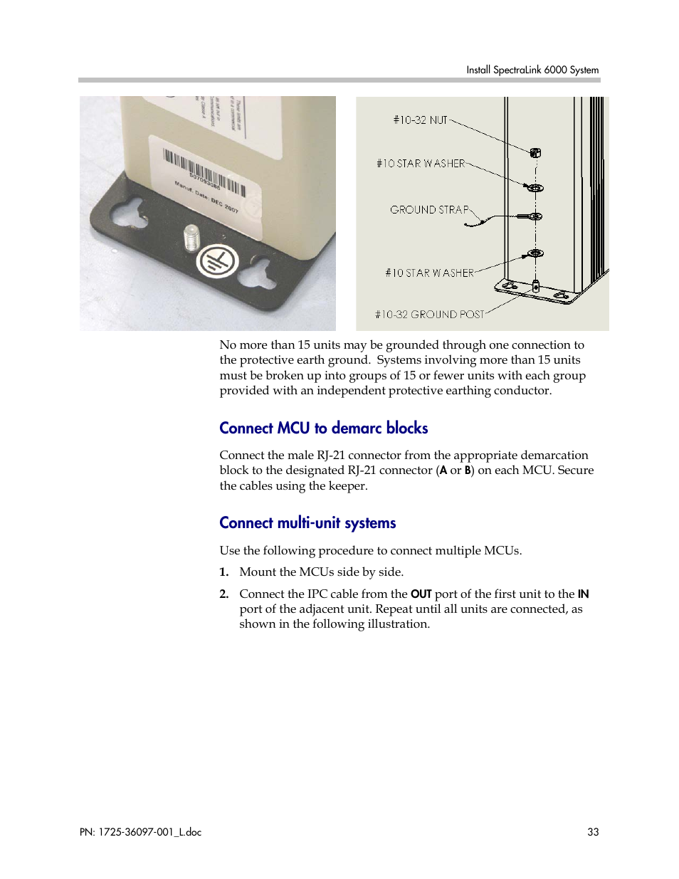 Connect mcu to demarc blocks, Connect multi-unit systems | Polycom SpectraLink SCM408 User Manual | Page 33 / 64