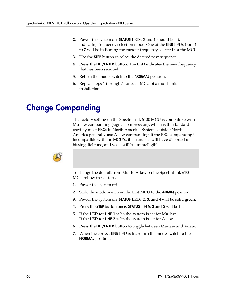 Change companding | Polycom SpectraLink SCM408 User Manual | Page 60 / 64