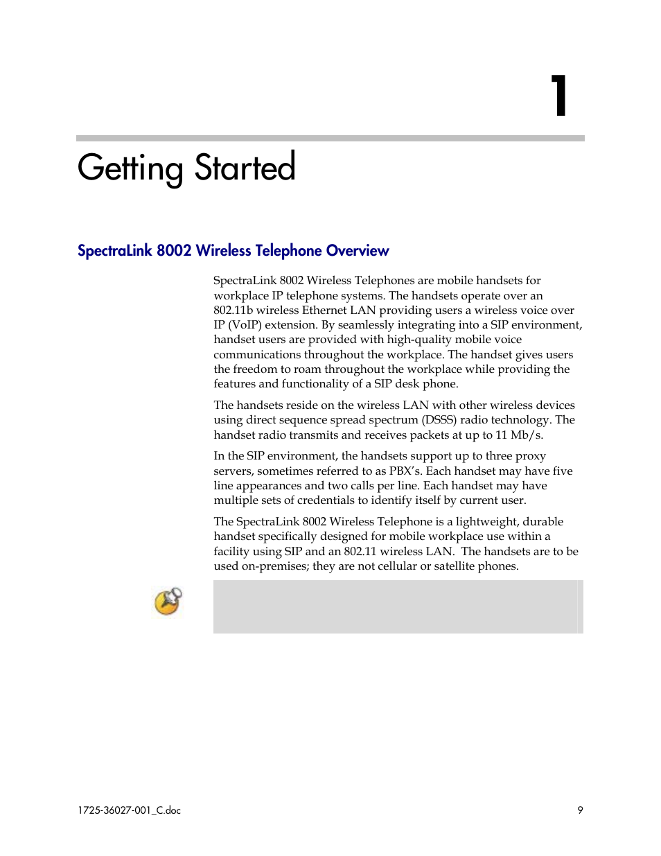 Getting started, Spectralink 8002 wireless telephone overview | Polycom SpectraLink DCE201 User Manual | Page 9 / 53