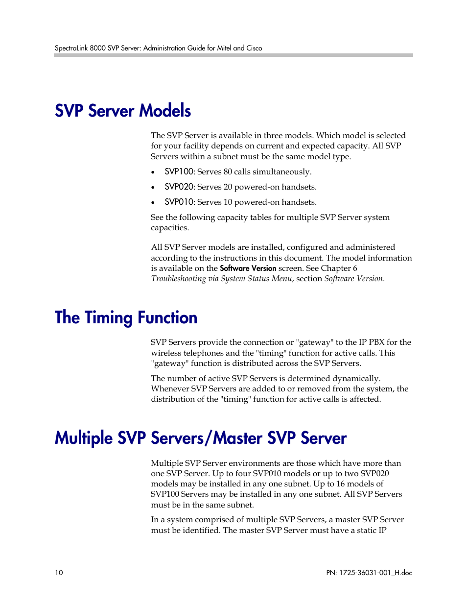 Svp server models, The timing function, Multiple svp servers/master svp server | Polycom SVP010 User Manual | Page 10 / 51