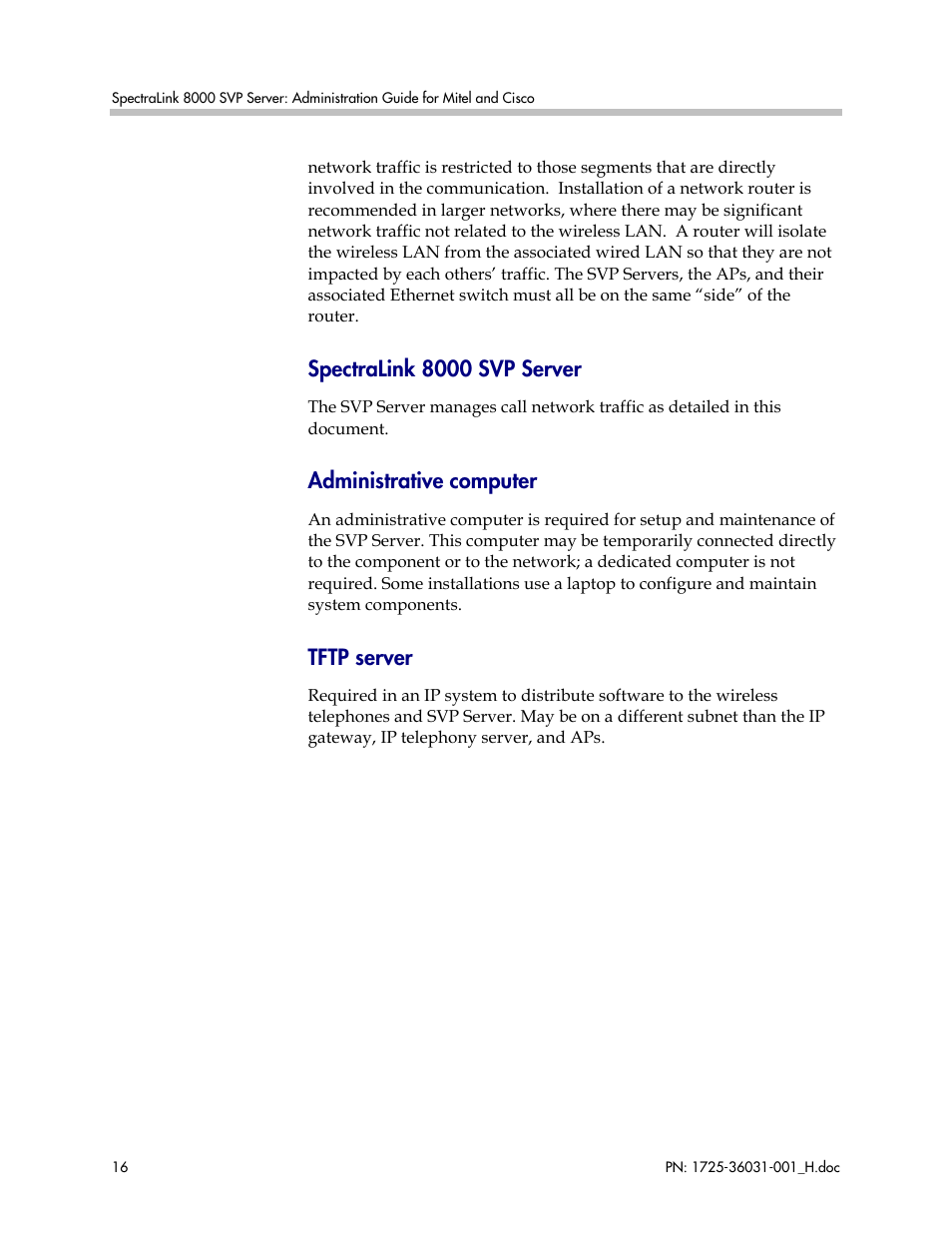 Spectralink 8000 svp server, Administrative computer, Tftp server | Polycom SVP010 User Manual | Page 16 / 51