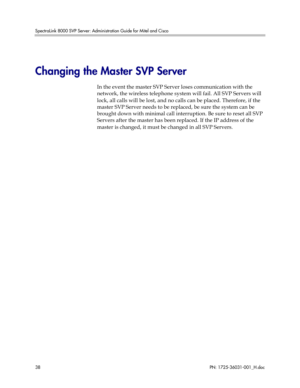 Changing the master svp server | Polycom SVP010 User Manual | Page 38 / 51