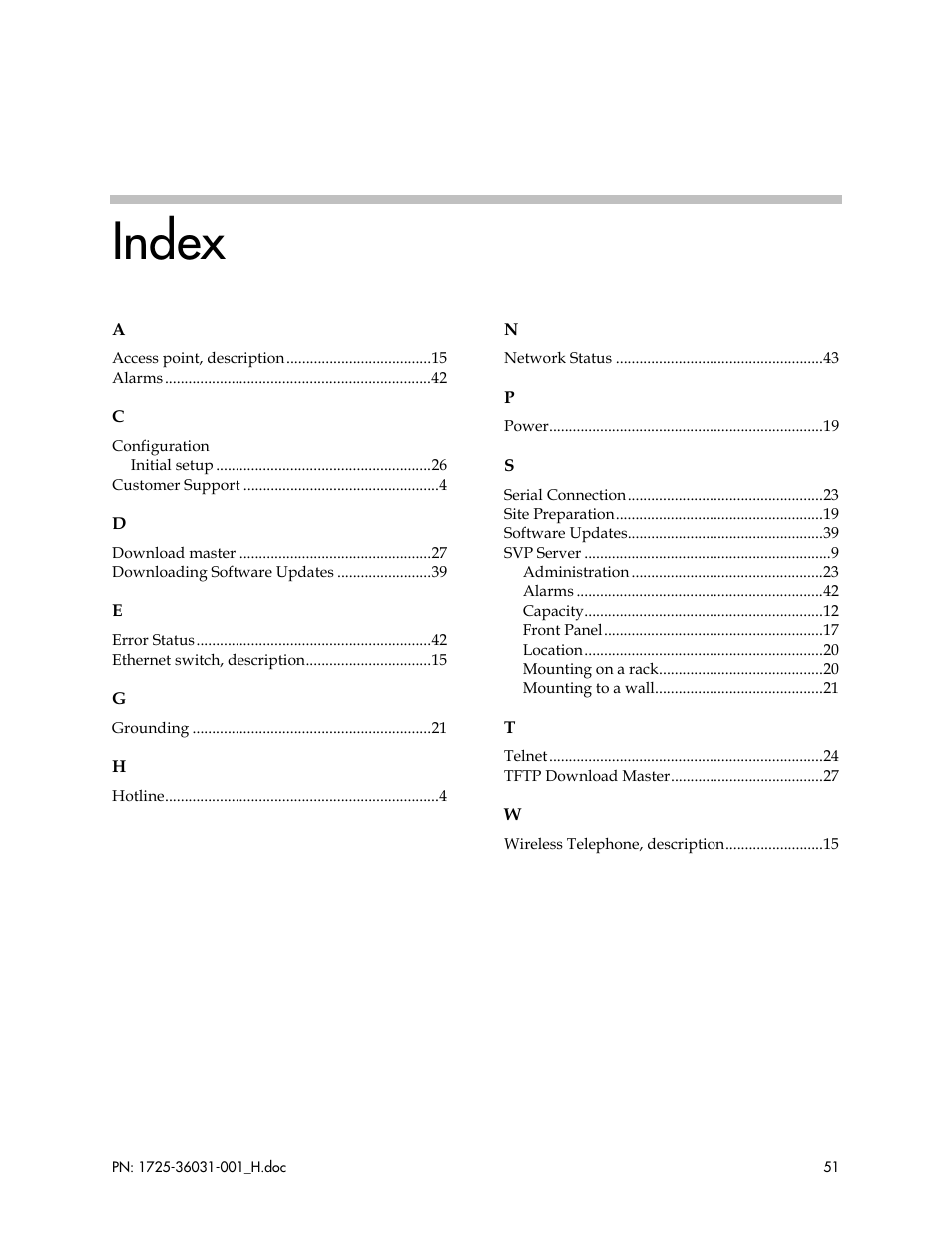 Index | Polycom SVP010 User Manual | Page 51 / 51