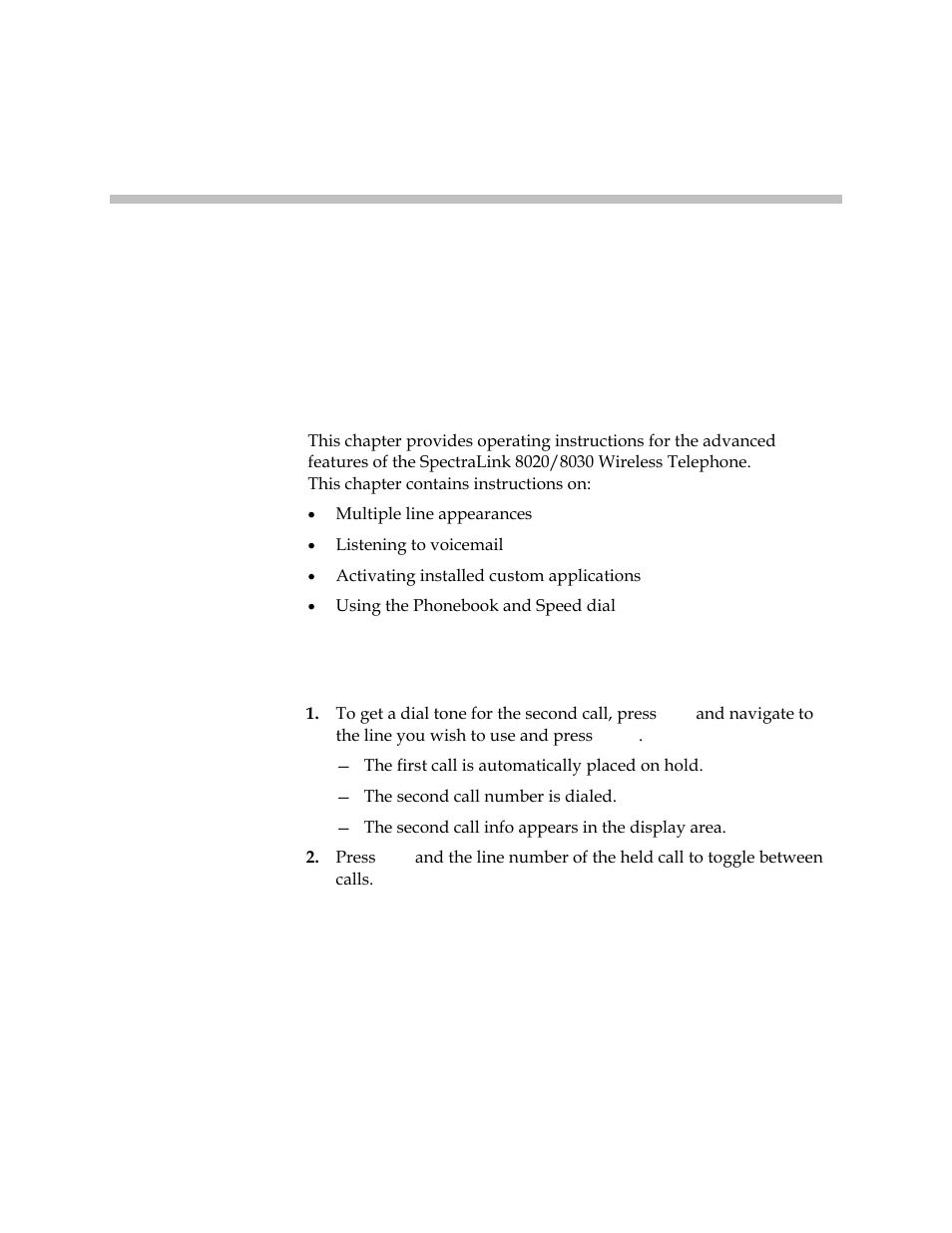 Place a second call | Polycom SpectraLink 1725-36203-001 User Manual | Page 39 / 65