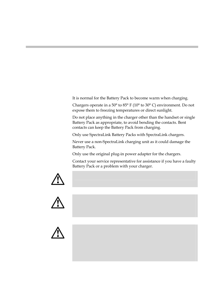 Safety information, Chargers and battery packs | Polycom SpectraLink 1725-36203-001 User Manual | Page 59 / 65
