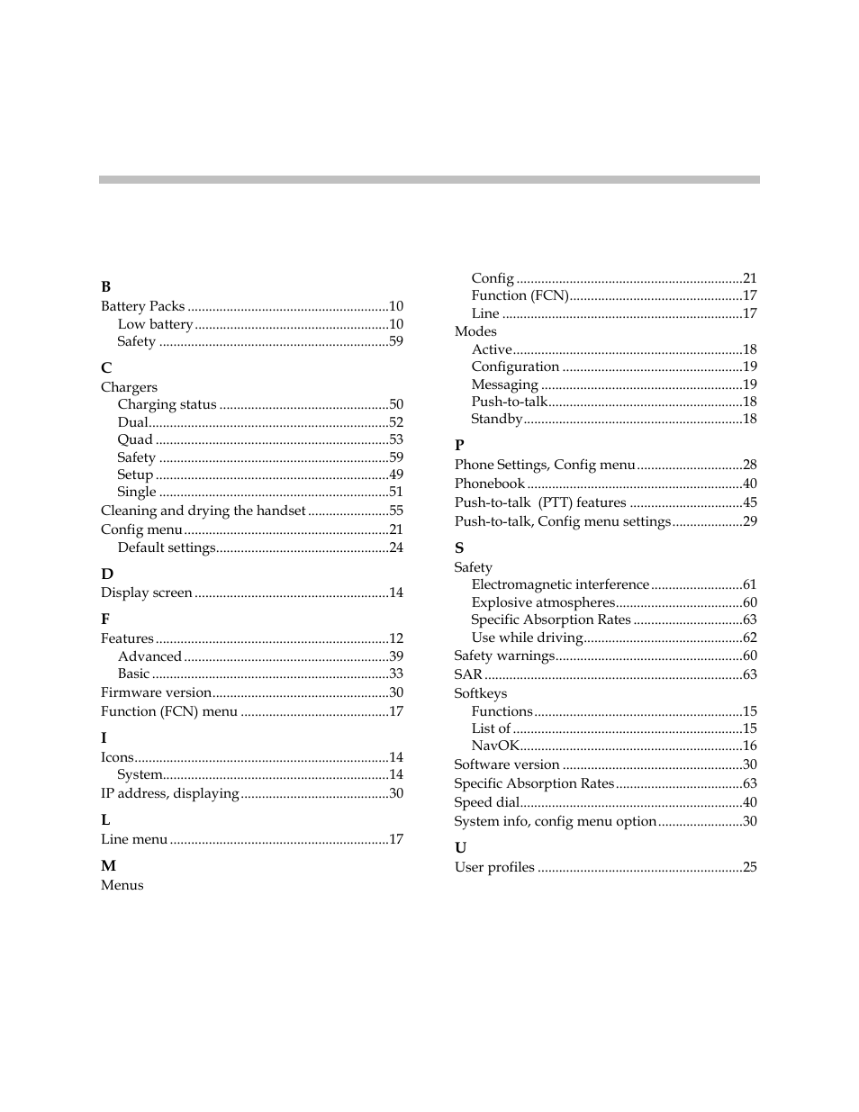 Index | Polycom SpectraLink 1725-36203-001 User Manual | Page 65 / 65