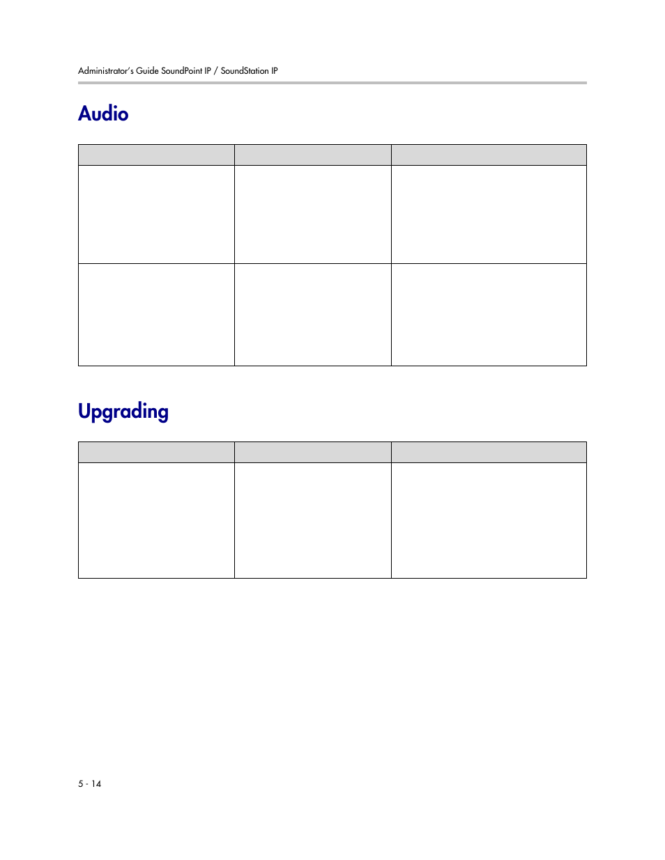 Audio, Upgrading, Audio –14 upgrading –14 | Audio upgrading | Polycom SOUNDPOINT SIP 2.2.0 User Manual | Page 112 / 254