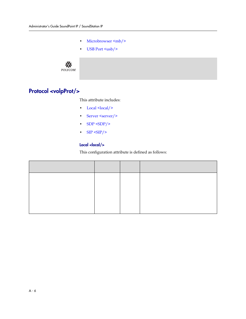 Protocol <volpprot, Local <local | Polycom SOUNDPOINT SIP 2.2.0 User Manual | Page 118 / 254