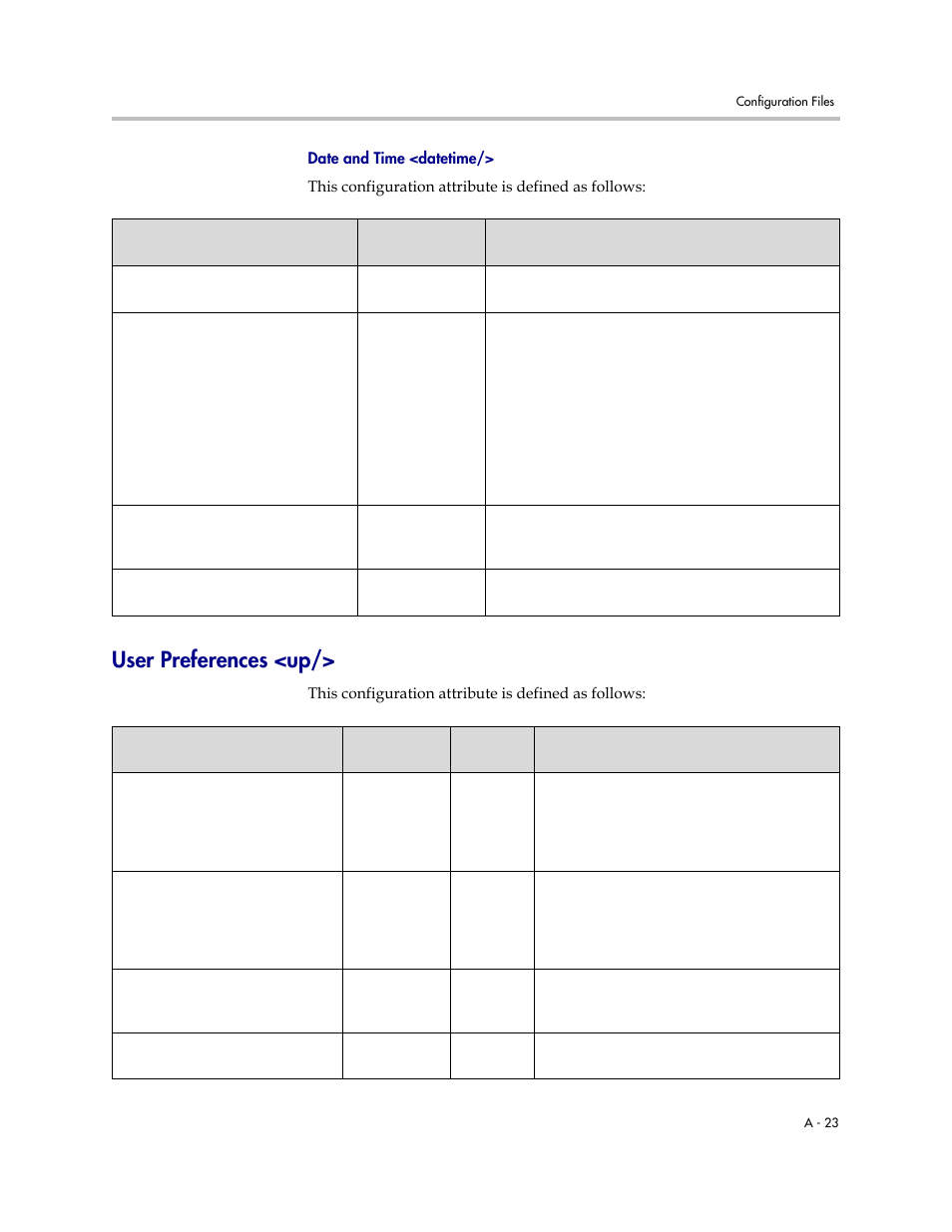 User preferences <up, On pag, A-23 | Date and time <datetime | Polycom SOUNDPOINT SIP 2.2.0 User Manual | Page 135 / 254