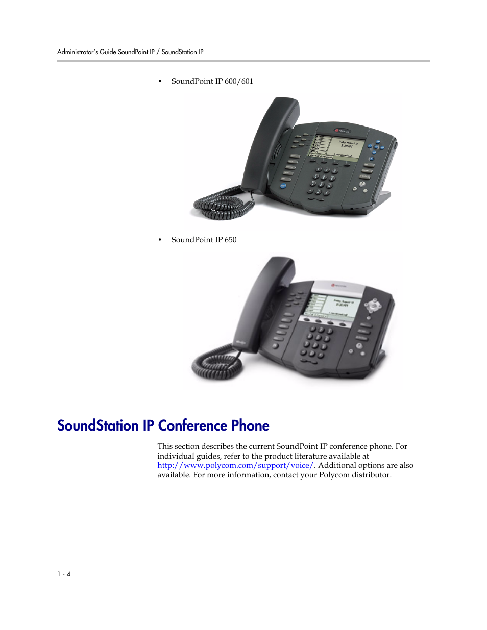 Soundstation ip conference phone, Soundstation ip conference phone –4 | Polycom SOUNDPOINT SIP 2.2.0 User Manual | Page 14 / 254