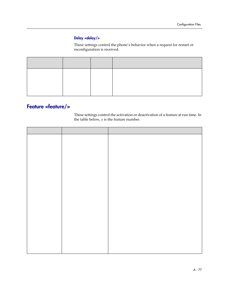 Feature <feature, A-77 | Polycom SOUNDPOINT SIP 2.2.0 User Manual | Page 189 / 254